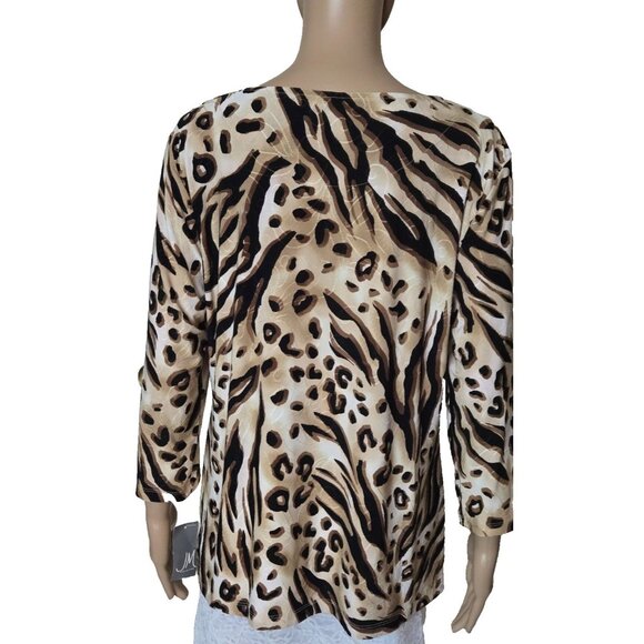 JM Collection Women's 3/4 Sleeve animal Print multicolor size L - Picture 2 of 8